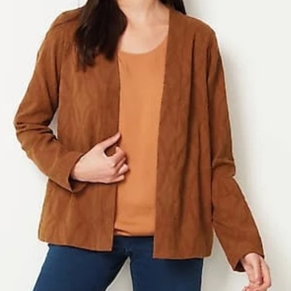 Pure Jill Textured Clip-Jacquard Jacket, Plus Size 2X. Cardamom Spice Color - Picture 1 of 11
